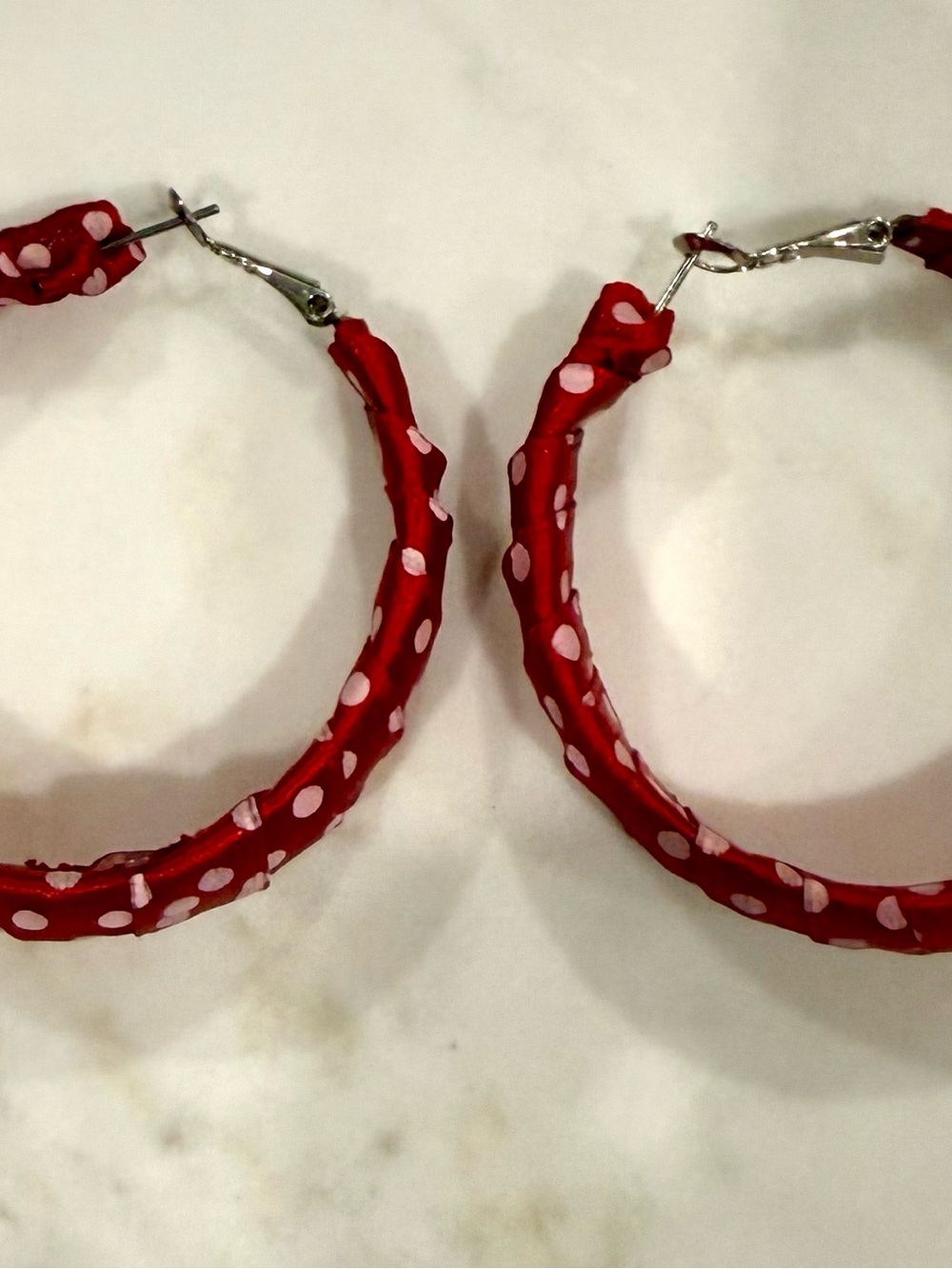 Red Polka Dot Hoop Earrings